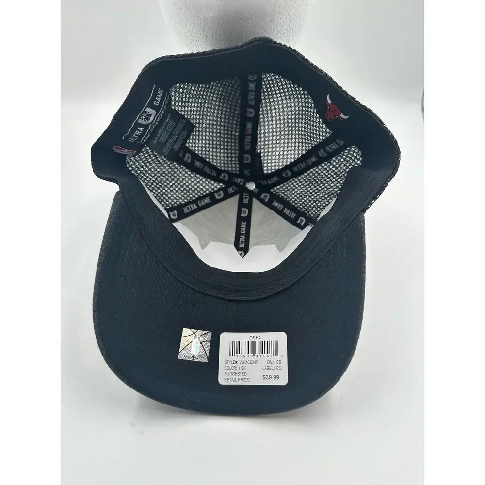 Chicago Bulls NBA Ultra Game Mens Black Hat Cap Flex Fit Reflective NWT